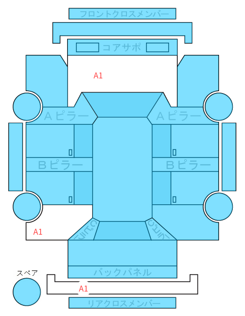 Body condition diagram (damage marks, Japanese labels)