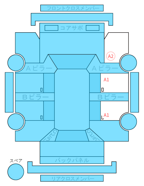 Body condition diagram (damage marks, Japanese labels)