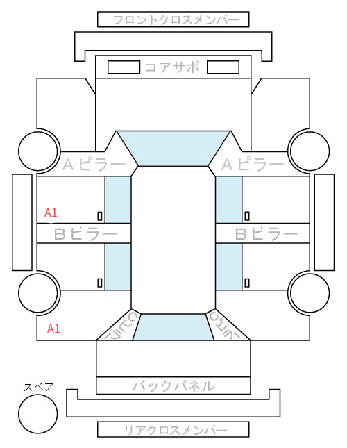 Body condition diagram (damage marks, Japanese labels)