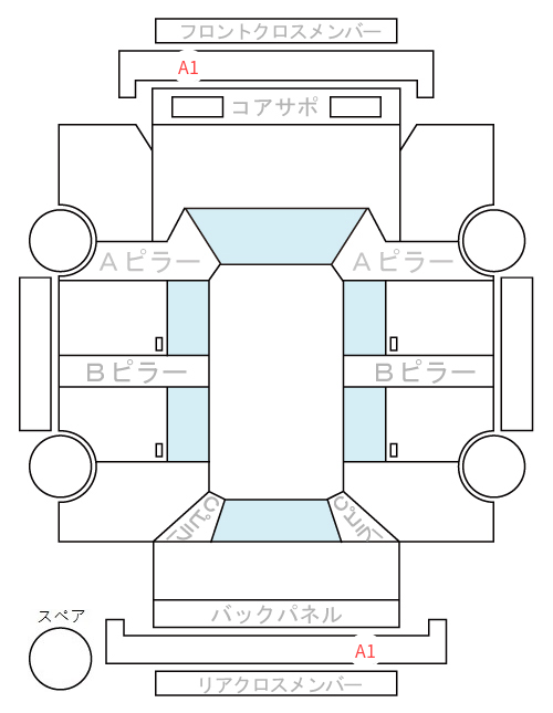 Body condition diagram (damage marks, Japanese labels)