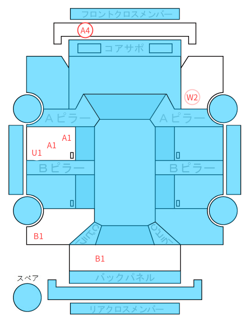 Body condition diagram (damage marks, Japanese labels)