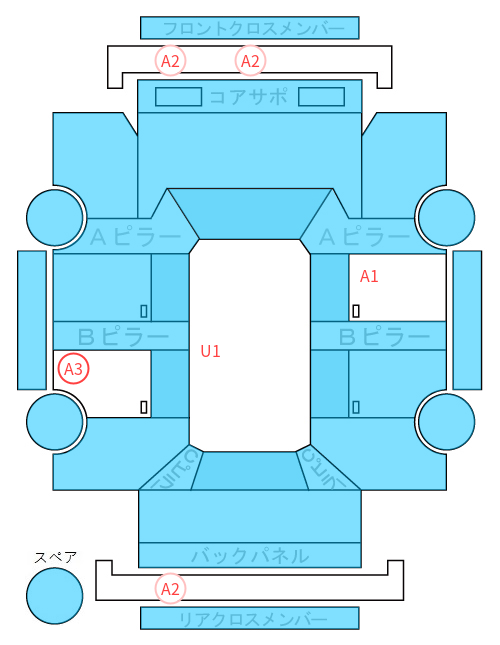 Body condition diagram (damage marks, Japanese labels)