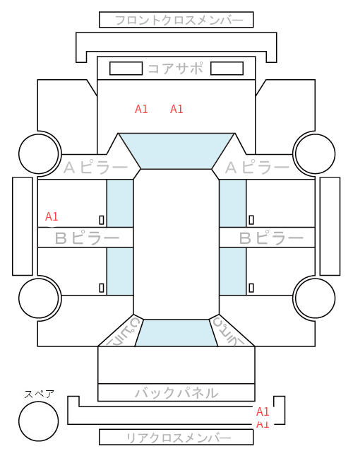 Body condition diagram (damage marks, Japanese labels)