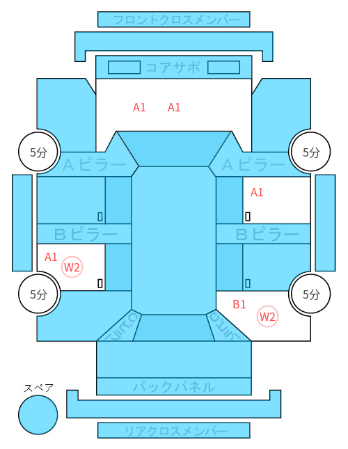 Body condition diagram (damage marks, Japanese labels)