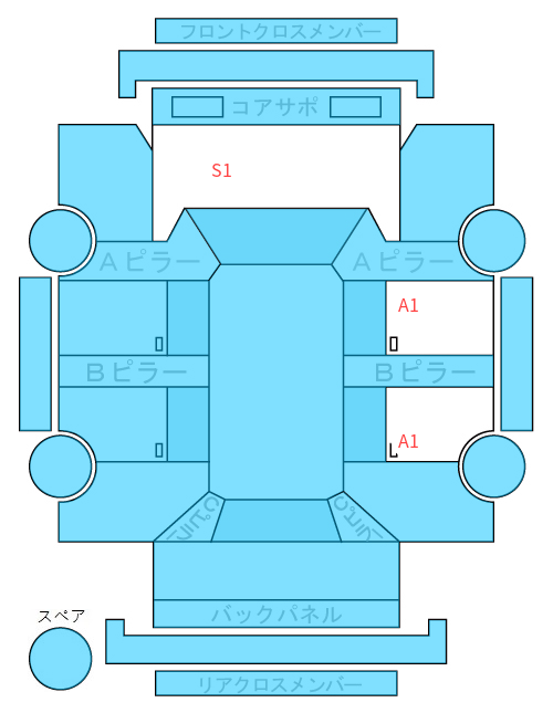 Body condition diagram (damage marks, Japanese labels)