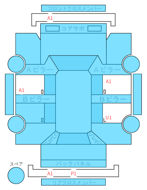 Body condition diagram (damage marks, Japanese labels)
