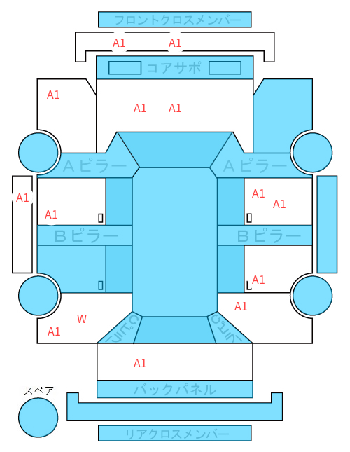 Body condition diagram (damage marks, Japanese labels)