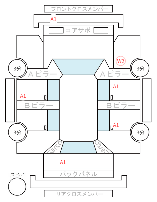 Body condition diagram (damage marks, Japanese labels)