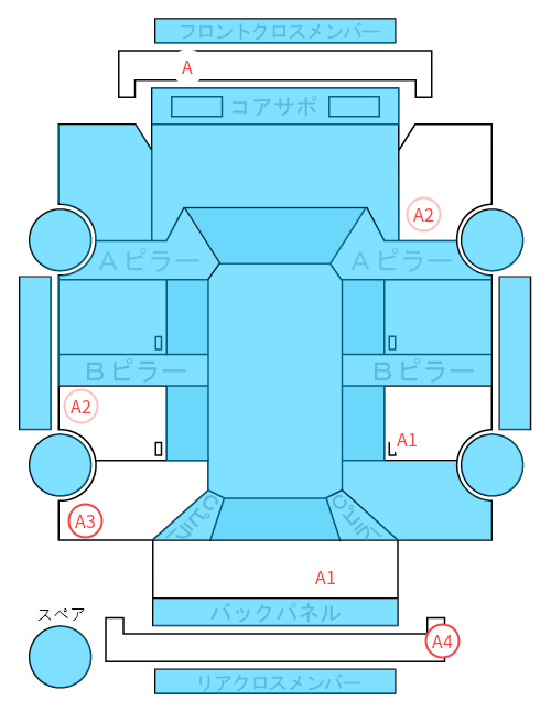 Body condition diagram (damage marks, Japanese labels)