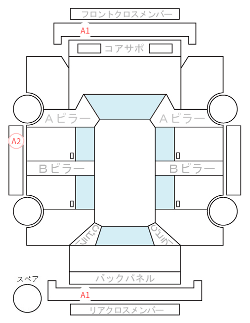 Body condition diagram (damage marks, Japanese labels)