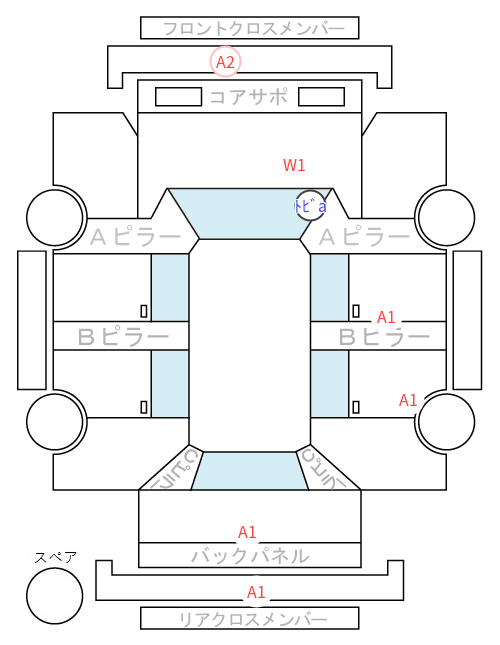 Body condition diagram (damage marks, Japanese labels)