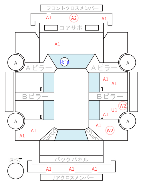 Body condition diagram (damage marks, Japanese labels)
