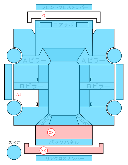 Body condition diagram (damage marks, Japanese labels)