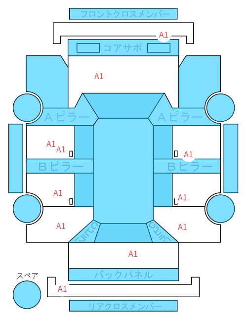 Body condition diagram (damage marks, Japanese labels)