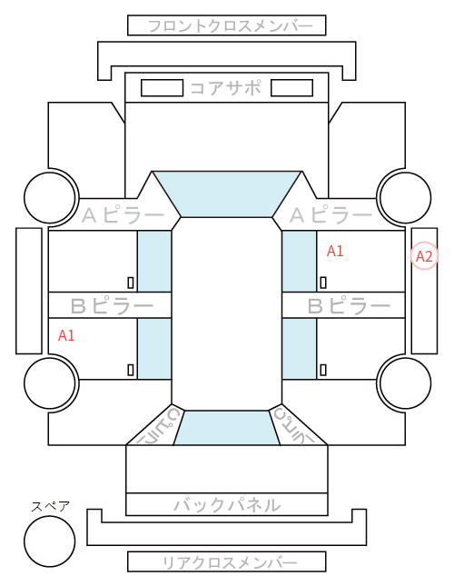 Body condition diagram (damage marks, Japanese labels)