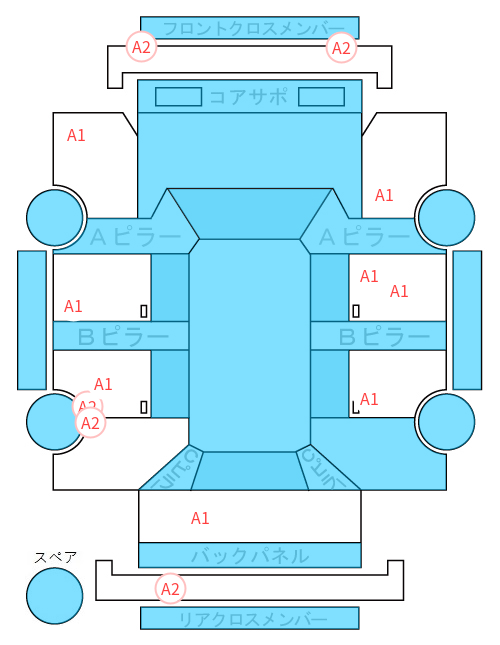Body condition diagram (damage marks, Japanese labels)