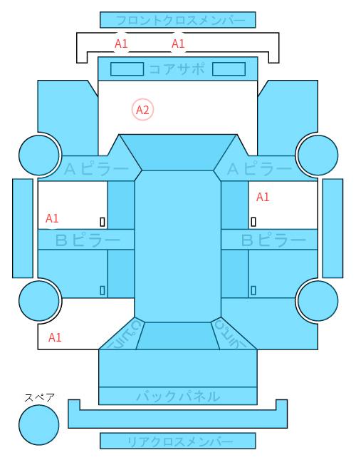 Body condition diagram (damage marks, Japanese labels)