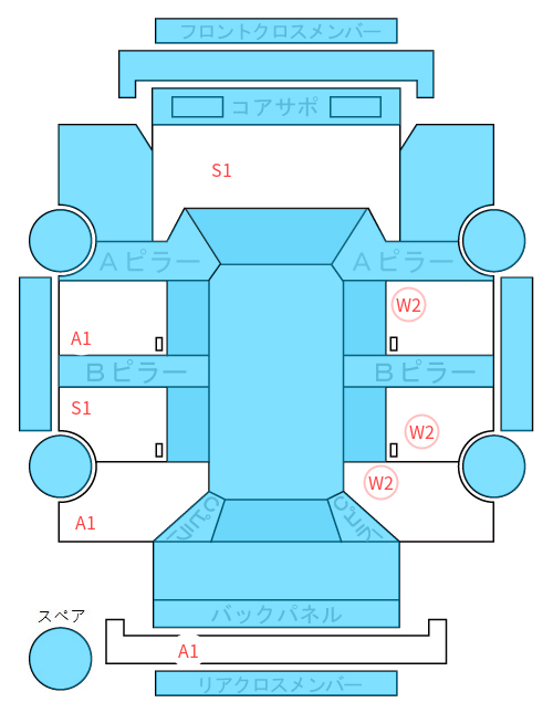 Body condition diagram (damage marks, Japanese labels)