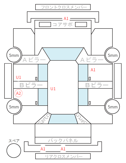 Body condition diagram (damage marks, Japanese labels)