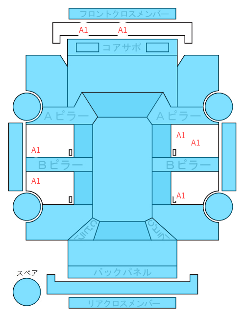 Body condition diagram (damage marks, Japanese labels)