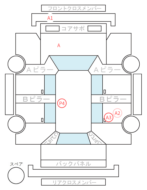 Body condition diagram (damage marks, Japanese labels)