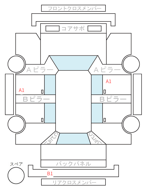 Body condition diagram (damage marks, Japanese labels)