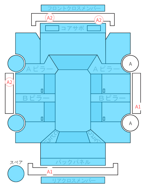 Body condition diagram (damage marks, Japanese labels)