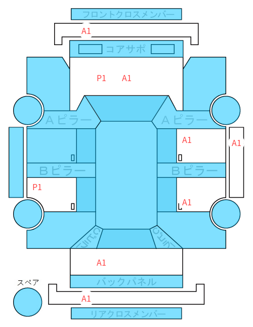 Body condition diagram (damage marks, Japanese labels)