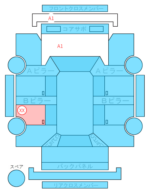 Body condition diagram (damage marks, Japanese labels)
