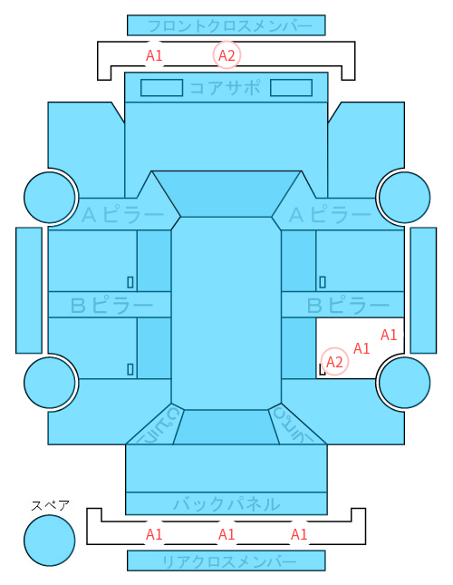 Body condition diagram (damage marks, Japanese labels)