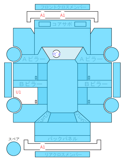 Body condition diagram (damage marks, Japanese labels)
