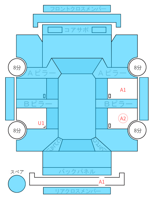 Body condition diagram (damage marks, Japanese labels)