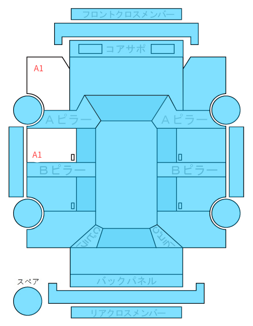Body condition diagram (damage marks, Japanese labels)