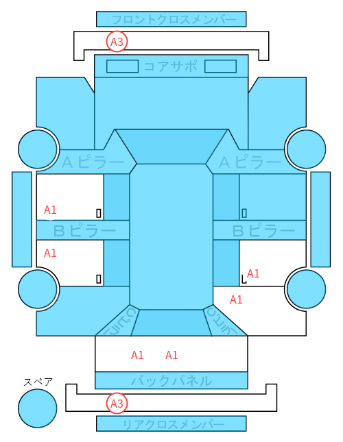 Body condition diagram (damage marks, Japanese labels)