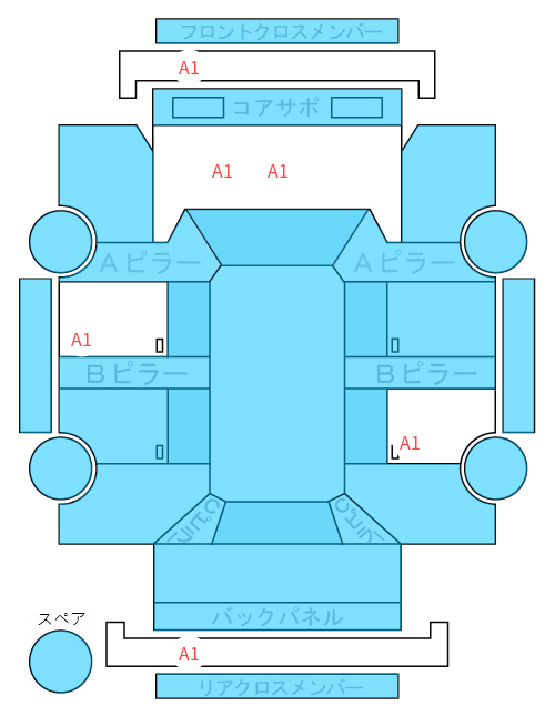 Body condition diagram (damage marks, Japanese labels)