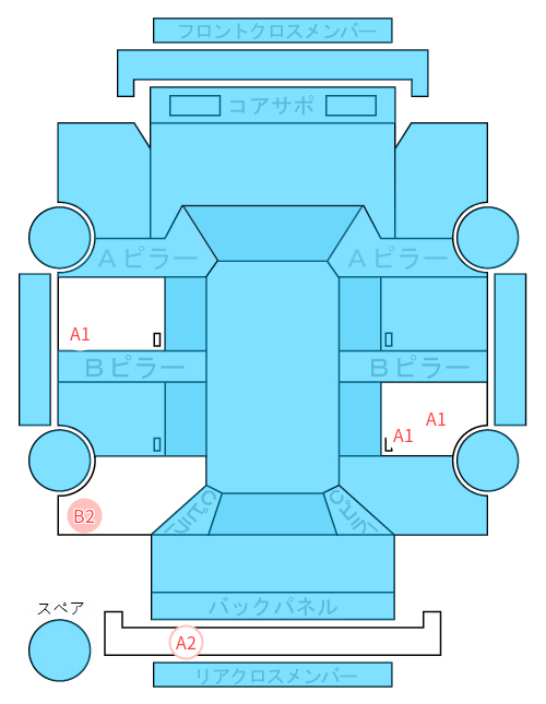 Body condition diagram (damage marks, Japanese labels)