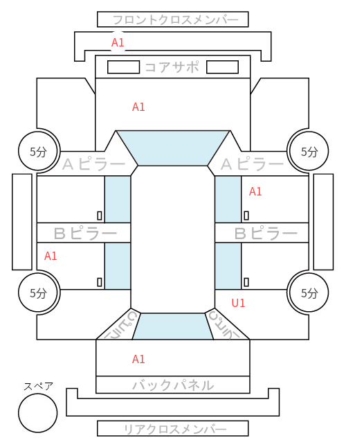 Body condition diagram (damage marks, Japanese labels)