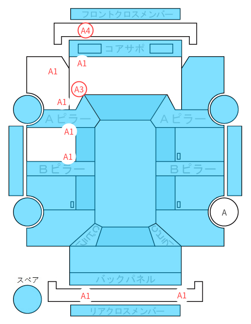 Body condition diagram (damage marks, Japanese labels)