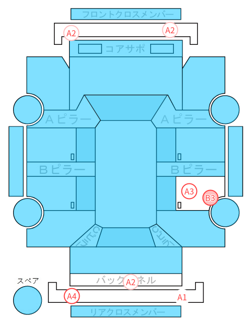 Body condition diagram (damage marks, Japanese labels)