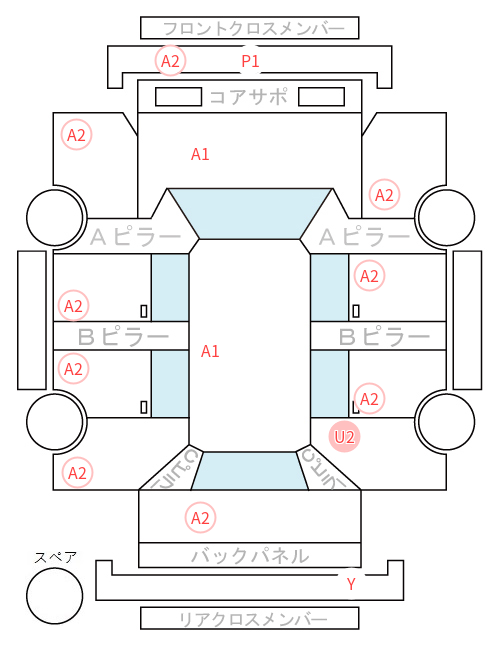 Body condition diagram (damage marks, Japanese labels)