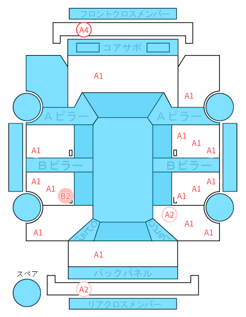 Body condition diagram (damage marks, Japanese labels)