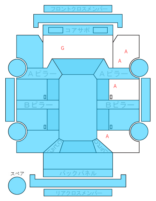 Body condition diagram (damage marks, Japanese labels)