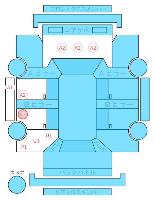 Body condition diagram (damage marks, Japanese labels)