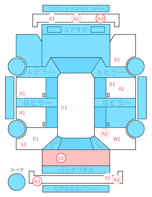 Body condition diagram (damage marks, Japanese labels)