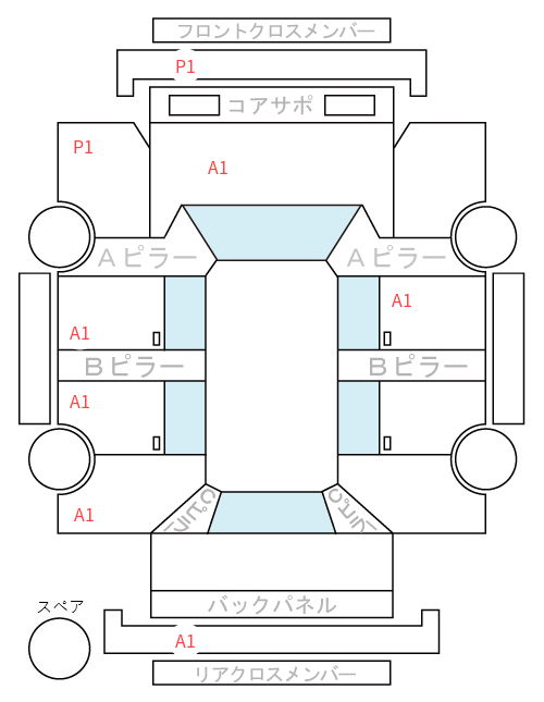Body condition diagram (damage marks, Japanese labels)