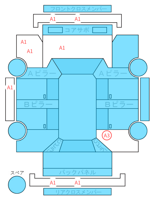 Body condition diagram (damage marks, Japanese labels)