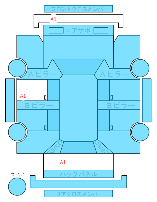 Body condition diagram (damage marks, Japanese labels)