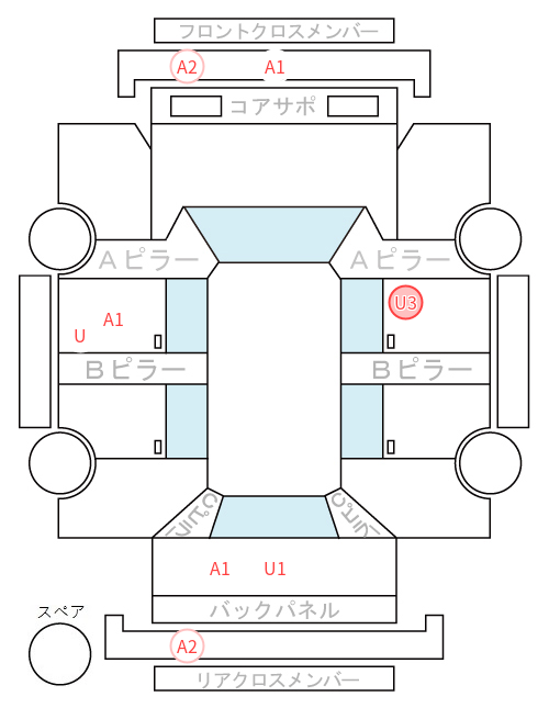 Body condition diagram (damage marks, Japanese labels)
