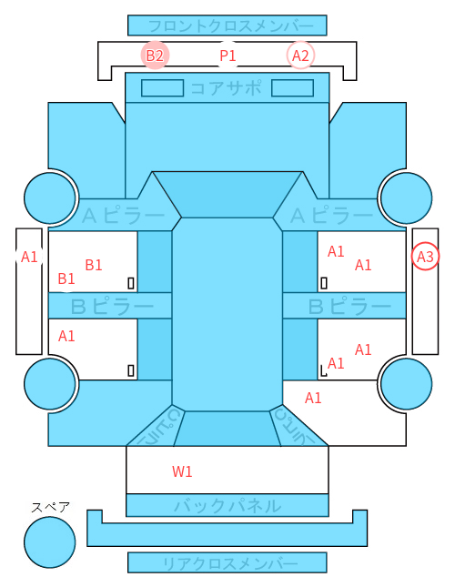 Body condition diagram (damage marks, Japanese labels)