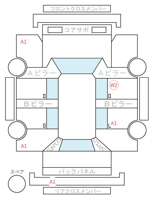 Body condition diagram (damage marks, Japanese labels)
